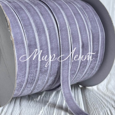 Стрічка велюр, 1 см, середньо-сірий, метр