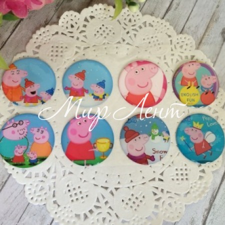 Наклейки, свинка Пеппа, набір №6 - (8 шт.)