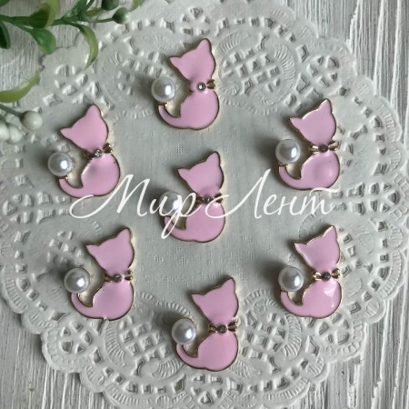 Серединка метал котик із перлиною, 3х2 мм, рожевий, шт.