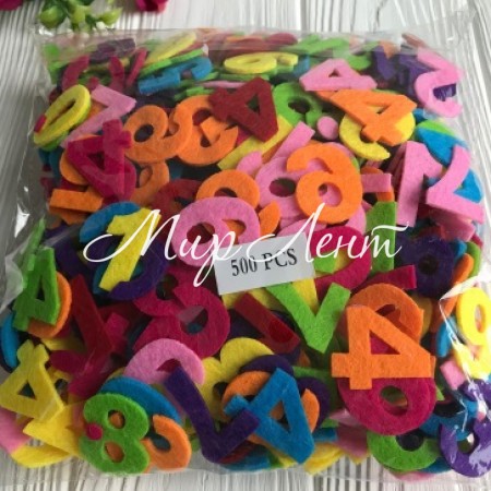Фетрові цифри, кольоровий мікс, упакування 500 шт.