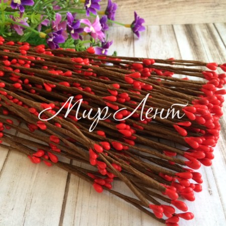 Декоративна гілочка з тичинками Big, 65 см, червона