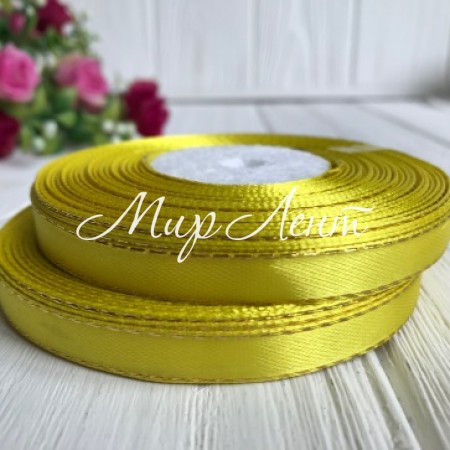 Атлас 0,9 см люрекс золото жовтий рулон 33 м