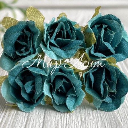 Троянда тканинна, 2 см, смарагдова, пучок