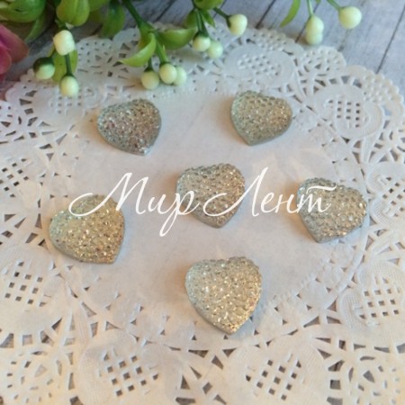 Серединка сердце блеск, 16 мм, серебро, шт.