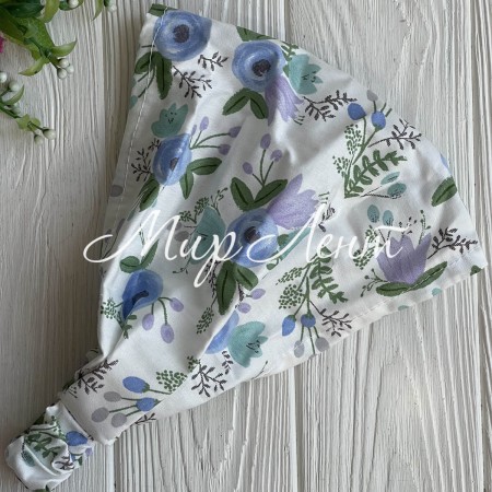 Бандана котова з квітами, 24х20 см, біло-блакитна, шт.
