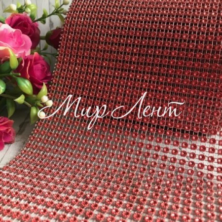 Шина, 12 см, червона (квіточка) (відрізок 25 см)