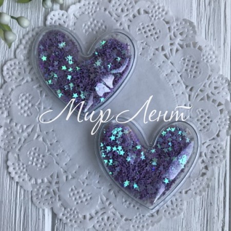 Силіконове серце із наповнювачем, 5 см, фіолетові зірки, шт.