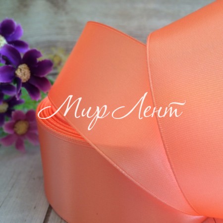 Атлас 4 см, темно-персиковый, метр