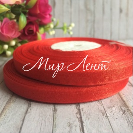 Органза 0,6 см, червоний, рулон 45 м