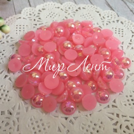 Напівбусина, 8 мм, рожевий перламутр, 100 шт.