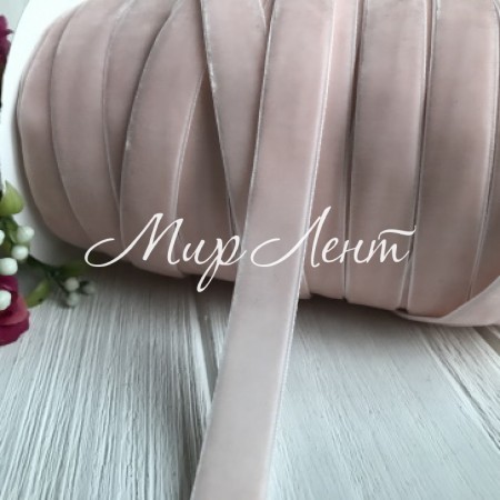 Лента велюр, 1,5 см, персиковый, метр