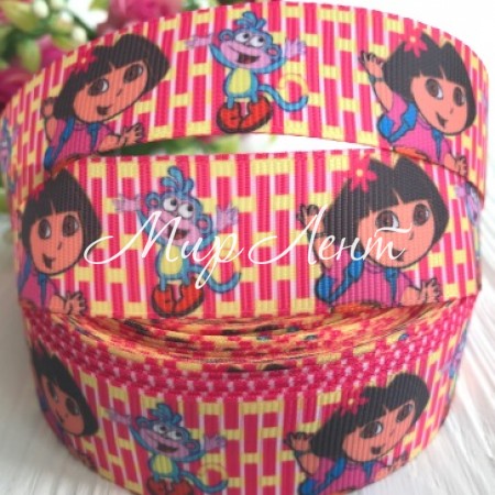 Репс 2,5 см, Дора, малиново-жовті смуги, 1 м