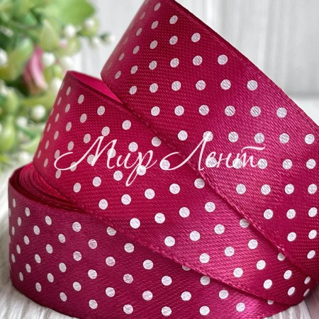 Атлас 2,5 см горох, темно-малиновий, метр