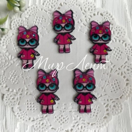 Кабошон Lol зі стразами, 3,5 см, у малиновому пальті, шт.