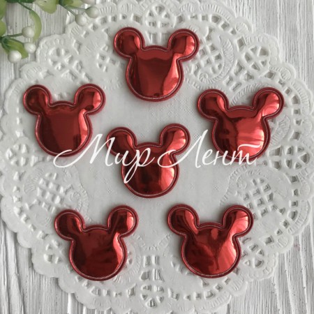 Аплікація Міккі екошкіра, 3,5 см, червоний, шт.