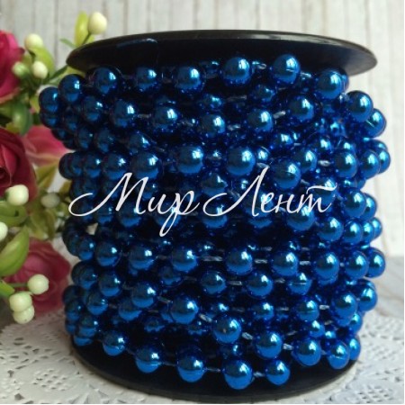 Новорічні намисто, 8 мм, синій, метр