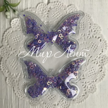 Силіконовий метелик з наповнювачем, 7х4,5 см, фіолетові кільця, шт.