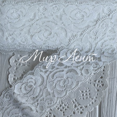 Мереживо стрейчеве з трояндами, 6 см, айворі, метр