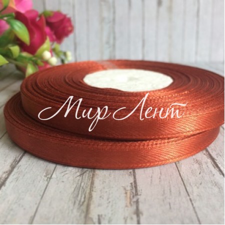 Атлас 0,6 см, каштановий, рулон 33 м