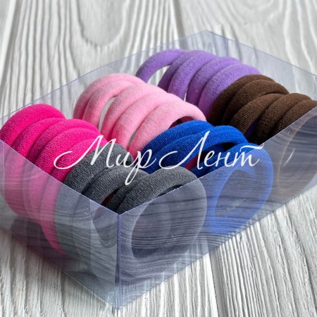 Набір резинок велюрчік, 4 см, малиново-сіро-синій, упаковка 30 шт.