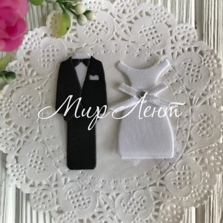 Аппликация атласная жених и невеста, 1 пара