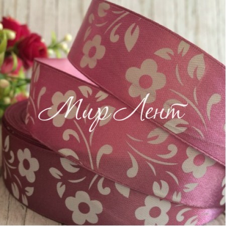 Атлас квітка-листик, 2,5 см, баклажановий, метр