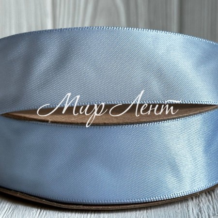 Атлас двосторонній, 2,5 см, блакитний, метр