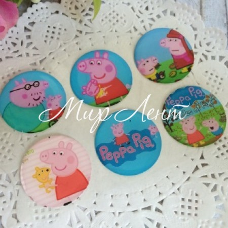 Наклейки, свинка Пеппа, набір №2 - (6 шт.)