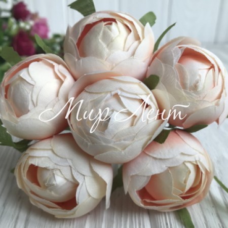 Півонія тканинний закритий, 4 см, персиковий, шт.