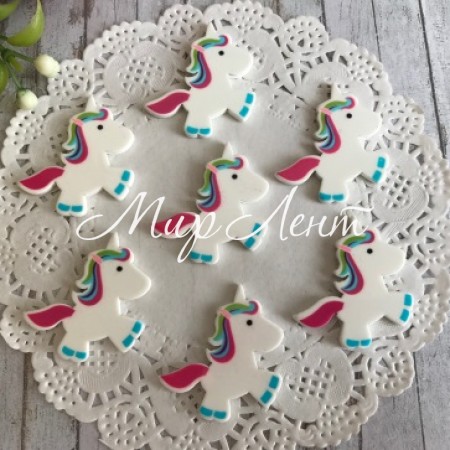 Кабошон, єдиноріг, 3 х 2,8 см, біло-малиново-бірюзовий