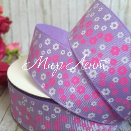 Репс 2,5 см, маленький цветочек, лиловый