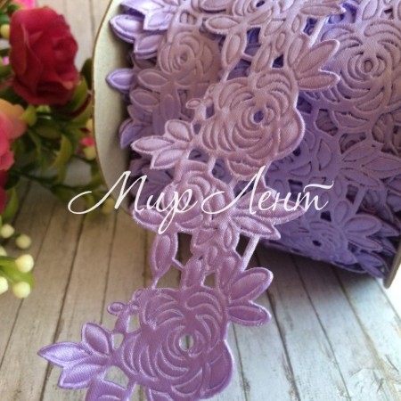 Мереживна стрічка трояндочка, 4,5 см, лілова