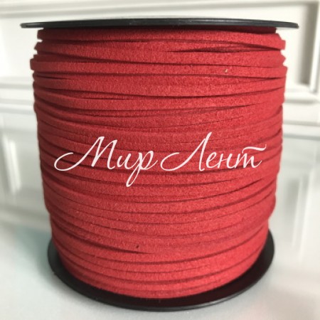 Шкіряний шнур, 3 мм, червоний, метр