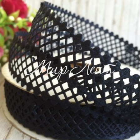 Мереживна стрічка сіточка, 2 см, сапфіровий, метр