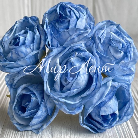 Вінтажна троянда, 3,5 см, блакитна, пучок з 6 квіточок