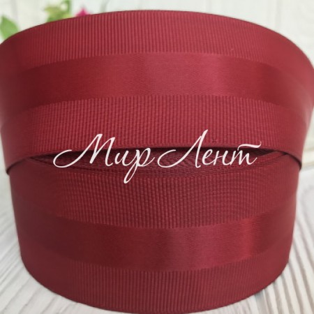 Репс з атласною смугою, 4 см, бургунді, метр