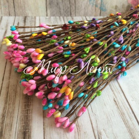 Декоративна гілочка з тичинками, 40 см, Мікс світлий