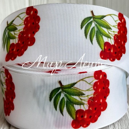 Репс 4 см, червона калина, на білому фоні, метр