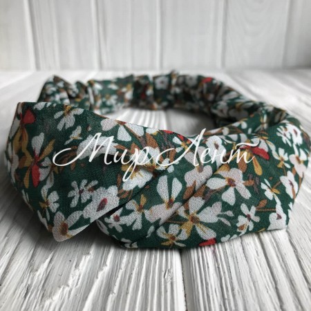 Пов'язка-обкладинка шифон у квіточку, 6 см, темно-зелений, шт.