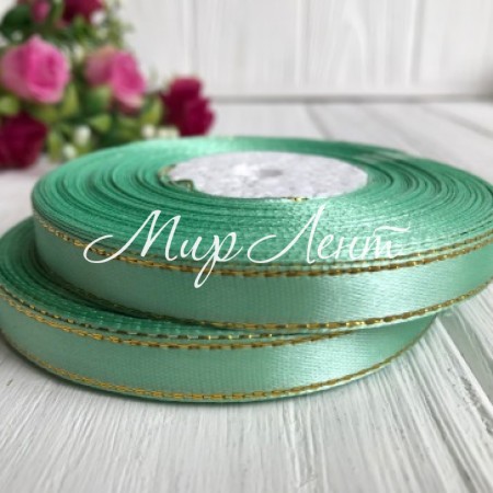 Атлас 0,9 см люрекс золото, тиффані, рулон 33 м