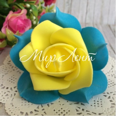 Бутон троянди, 6,5 см, жовто-блакитний