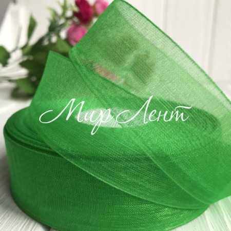 Органза 2,5 см, зеленый, метр