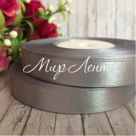 Атлас 1,2 см, серебро, рулон 33 м