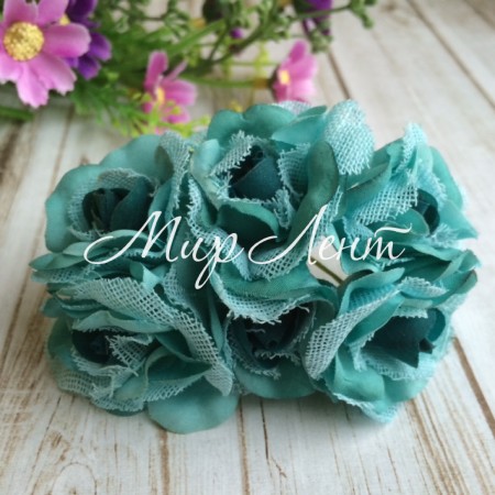 Троянда з тканиною, 3,5 см, м'ятна