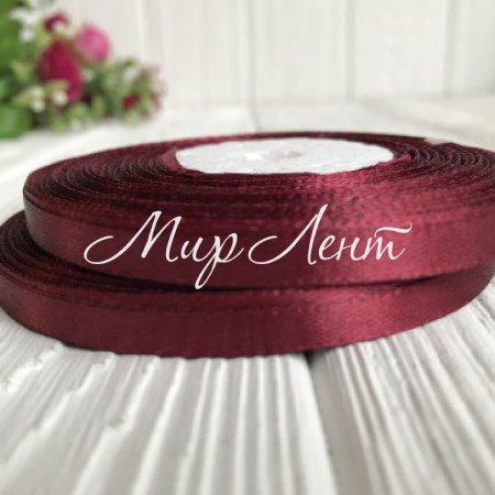 Атлас 0,6 см, гранатовий, рулон 33 м