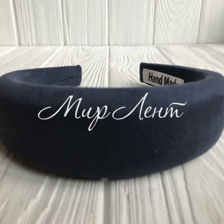 Замшевий обруч об'ємний, 4 см, сапфіровий, шт.