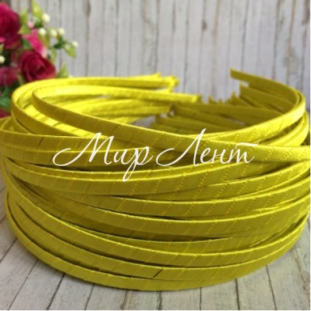 Обруч обмотаний атласною стрічкою, 6 мм, жовтий