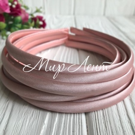 Обруч пластиковий в атласі, 1 см, пудровий, шт.