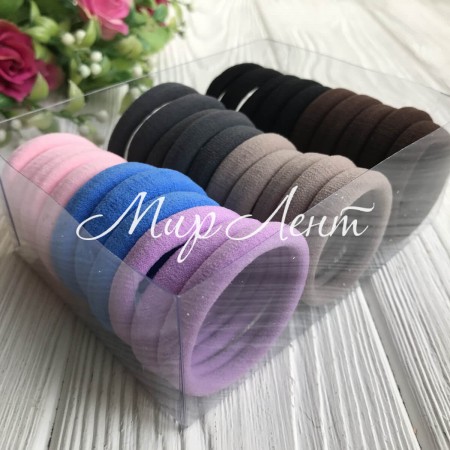 Набір резинок велюрчик, 4 см, бузково-бежево-коричневий, упаковка 30 шт.