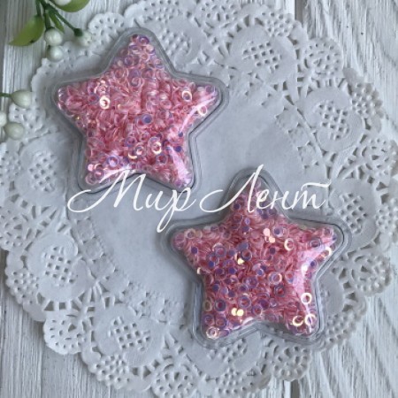 Силіконова зірочка з наповнювачем, 5 см, рожеві перламутрові кільця, шт.